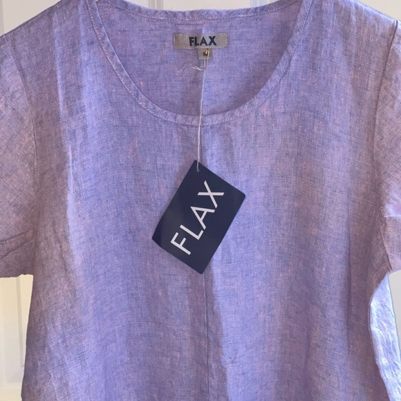 NEW FLAX IRIS Thistle PURPLE Lavender Women's Top TUNIC LONGLINE CREWNECK MEDIUM - Picture 6 of 8